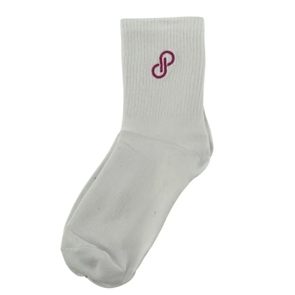 Poshmark White Unisex Adult Logo Embroidered Crew Length Socks One Size